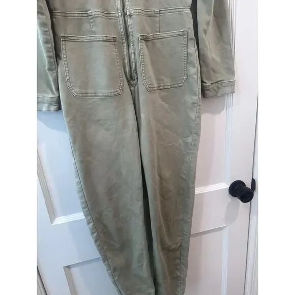 Free People Lennox Denim Utility Jumpsuit Army Green Size S - Picture 11 of 16
